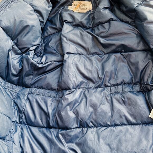 VTG 70s Ski Daddle Puffer Jacket Mens sz M Navy Blue Down Winter Snow - Picture 4 of 8
